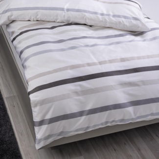 Bettwäsche Janine Mako Satin J.D. 87101-07 Streifen Taupegrau 155x220