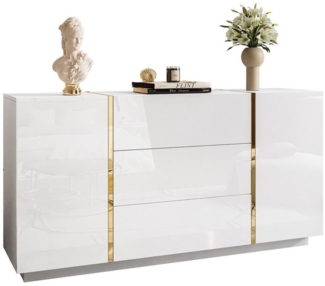 Lookway Kommode ONYX Moderne Hochglanz Sideboard mit 3 Schubladen