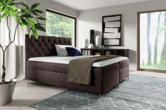 Boxspringbett Schlafzimmerbett AMBRE 180x220cm in Stoff Fresh Schokobraun