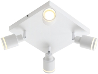ZMH Deckenstrahler Modern Deckenleuchte 4 Flammig: Schwenkbar Deckenspots GU10 Deckenlampe Strahler Küchenlampe Eckig Metall Flurlampe in Weiß für Büro Schlafzimmer Esszimmer, Ohne Leuchtmittel