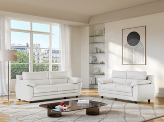 Vente-unique - Couchgarnitur 3+2 - Kunstleder - Weiß - MANOA