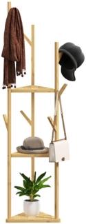 HOMCOM Garderobenständer Freistehende Garderobe aus Bambus, (baumförmiger Kleiderständer mit Haken, 1 St, für Flur und Eingangsbereich), 45 x 45 x 170 cm, Natur