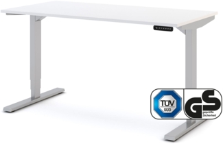 ASSMANN Elektrisch höhenverstellbarer Schreibtisch Y-Line Signalweiß Weißaluminium 140x70 cm Metall Holz Melaminoberfläche