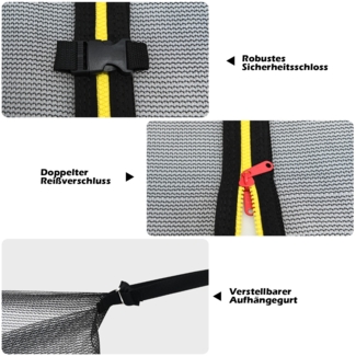 Ø427 cm Trampolin Sicherheitsnetz für Gartentrampoline Ersatznetz innenliegend Schwarz