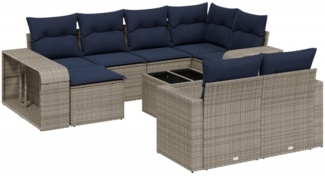 vidaXL 11-teiliges Gartensofa-Set mit Kissen, grau, Polyrattan 3228911