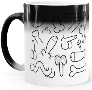 MoonWorks Tasse Zaubertasse Farbwechsel Tasse Penis-Muster Fun-Motiv Pimmel-Becher Bürotasse Aufdruck lustig MoonWorks®, Keramik