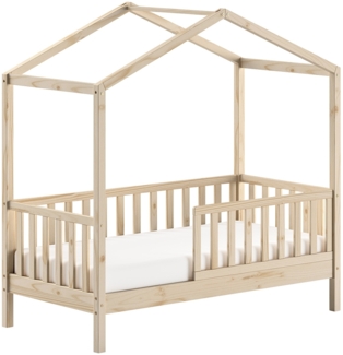 Hausbett >Junior< in Kiefer natur, Massivholz - 148x150,6x75,8cm (BxHxT)