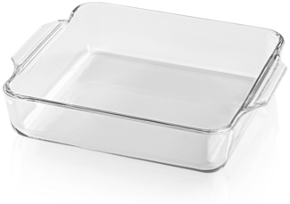 GOURMETmaxx Auflaufform Auflaufform transparent quadratisch 1500ml, aus Glas für Heißluftfritteuse & Ofen Zubereiten Garen Servieren