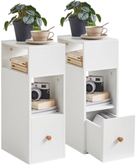 Nachttisch 2er Set Schmal Beistelltisch mit Schublade offen