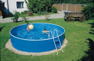 Azuro Deluxe Stahlwandpool Blau Weiß Ø 240 x 90 cm - inkl. Skimmer-Set