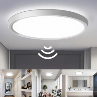 Oraymin LED Deckenleuchte mit Radar Bewegungsmelder Innen 18W Badezimmer Keller Flur, 4000K, LED fest integriert, Neutralweiß, LED Deckenleuchte mit Radar Bewegungsmelder energiesparend & hell 18W