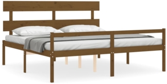 vidaXL Seniorenbett mit Kopfteil 200x200 cm Honigbraun Massivholz 3195374