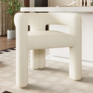 KLAM HOME Esszimmerstuhl Ergonomischer Sessel mit Premium Teddy Flor mit Armlehne (Teddy Flor Stühle/Esszimmerstühle 1er Set, 1 St), Wohnzimmer Küche Sessel 1-Stück/Satz Freizeitstühle