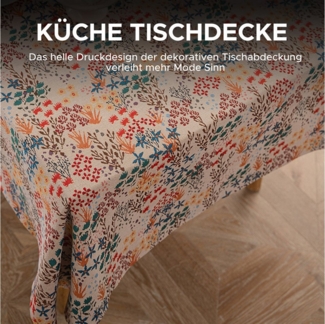 Refttenw Tischdecke Jacquard Tischdecke Vintage Blumenmuster, Leinenstruktur, Rechteckig Tischtücher 90x90 cm, Pflegeleicht, für Esszimmer Garten