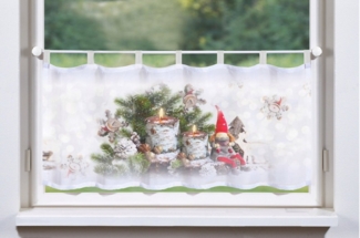 HOME WOHNIDEEN Scheibengardine WEIHNACHTSWICHTEL, Schlaufen (1 St), transparent, Voile, HxB: 45x120