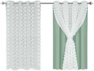 BTTO V&G Schiebegardine Kinderzimmer Vorhänge mit Ösen Baby Gardinen Doppelschichtige, Doppellagiges Wollknäuelgarn,Kindervorhang