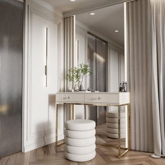 Lookway Konsolentisch BLANCO GLAMOUR Konsole in Kaschmir auf goldenem, verchromtem Gestell (1x Konsole), Breite: 100 cm