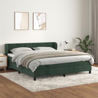 vidaXL Boxspringbett mit Matratze Dunkelgrün 160x200 cm Samt 3127622