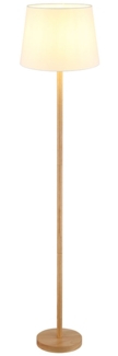 LED Stehleuchte, Holzoptik, Textil weiß, H 151 cm