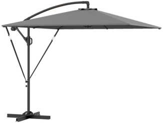 Outsunny Ampelschirm mit UV-Schutz 50+, wasserabweisend, mit Ständer, Abdeckung, Kurbel, LxB: 260x260 cm, neigbar Kurbelschirm, Sonnenschirm, kippbar, für Balkon Terrasse, Grau