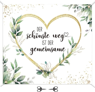 LuxusKollektion Dekohänger Hochzeitsherz Grün 200x180cm - Bettlaken mit Scheren - Standesamt