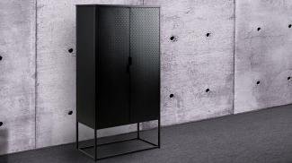 Actona NEWTON Highboard Metall schwarz Spind-Look Industrial Style