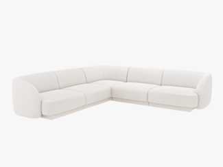 Micadoni 5-Sitzer Symmetrisches Ecksofa Miley Boucle Baloo Weiß