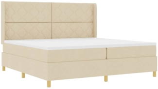 vidaXL Boxspringbett mit Matratze Creme 200x200 cm Stoff 3341922