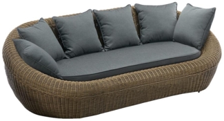 Vente-unique - Gartensofa 3-Sitzer - Polyrattan - Holzfarben dunkel - WHITEHEAVEN von MYLIA