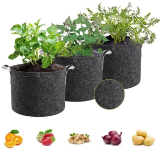 Sunicol Pflanzkübel Kartoffel Pflanzsack aus Vliesstoff, 3-7 Gallonen Pflanztopf (3 St), Pflanztasche mit Tragegriffe für Blumen und Gemüse