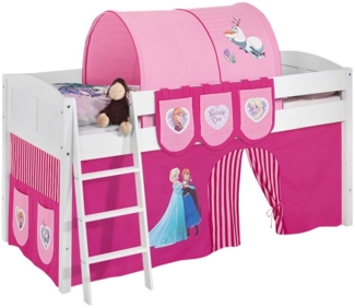 Lilokids 'Ida 4106' Spielbett 90x200 cm, Eiskönigin Rosa, Kiefer massiv, mit Vorhang