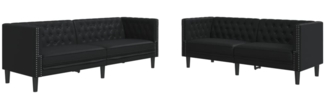 vidaXL 2-tlg. Chesterfield-Sofa-Set Schwarz Kunstleder 3209274