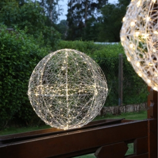 MARELIDA LED Kugelleuchte LED Drahtkugel Leuchtkugel 28cm 400LED Lichtkugel für Innen Außen, LED Classic, warmweiß (2100K bis 3000K)