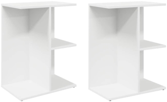 vidaXL Nachttische 2 Stk. Weiß 46,5x29x61 cm Holzwerkstoff 858651