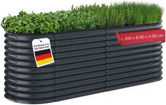 STEELSØN 'Hydra' Hochbeet, Metall, anthrazit, 240x80x80 cm, wetterfest, mit offener Bodenstruktur