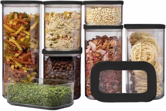 Mepal - Vorratsdosen Modula 7-teilig  Starter-Set Nordic Black  ideal für die Aufbewahrung von trockenen Lebensmitteln  spülmaschinenfest, Kunststoff