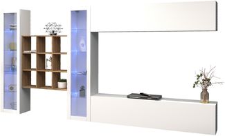 Wohnwand >Benevent< (5-teilig) in Weiß Hochglanz - 350x180x30 (BxHxT)