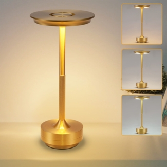 ZMH Nachttischlampe Kabellos Tischlampe Akku - LED Tischleuchte Touch Dimmbar Lampe mit USB Aufladbar Batterie Tischlampen Gold für Modern Fensterbank Wohnzimmer Kinderzimmer Schlafzimmer