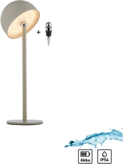 my home Tischleuchte Akku Tischleuchte Hesper Indoor Outdoor, magnetischer Flaschenaufsatz, Dimmfunktion, Memoryfunktion, LED fest integriert, Warmweiß, Pilzlampe Flaschenaufsatz, Regulierung der Lichtstärke, Pilz, Lampe