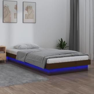 vidaXL Massivholzbett mit LEDs Honigbraun 75x190 cm 820000