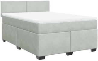 vidaXL Boxspringbett mit Matratze Hellgrau 160x200 cm Samt 3286348