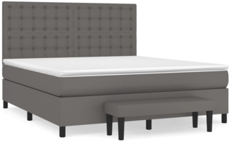 vidaXL Boxspringbett mit Matratze Grau 180x200 cm Kunstleder 3137681
