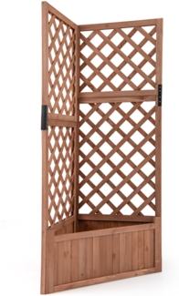 Blumenkasten mit rankgitter Eck-Pflanzkasten mit Abflusslöchern erhöhter Holzkasten für Kletterpflanzen Braun