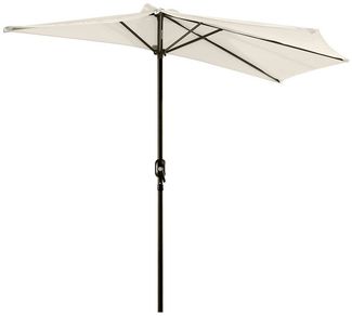 Outsunny Sonnenschirm Schirm Marktschirm, Metall, halbrund, LxB: 293x150 cm, Kurbelschirm, Gartenschirm, Cremeweiß+Schwarz