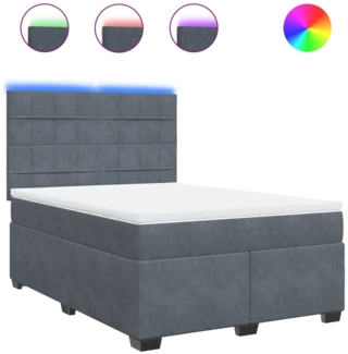 vidaXL Boxspringbett mit Matratze Dunkelgrau 160x200 cm Samt 3293255