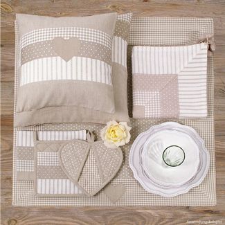 matches21 HOME & HOBBY Platzset Tischset Landhaus Premium LINA Mustermix Stoffmix rot 33x48 cm, (1-St)