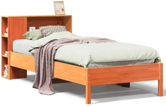 vidaXL Massivholzbett mit Regal ohne Matratze Wachsbraun 100x200 cm 3322848