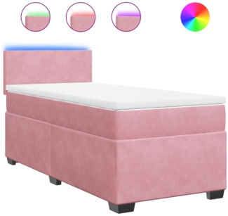 vidaXL Boxspringbett mit Matratze Rosa 80x200 cm Samt 3288461
