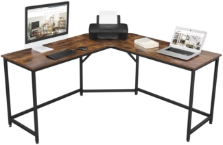 Vasagle Eckschreibtisch, L-förmiger Computertisch, Bürotisch, Arbeitszimmer, Homeoffice, Gaming, platzsparend, einfache Montage, Industrie-Design, Vintagebraun-schwarz von Songmics, 75 x 149 x 149 cm