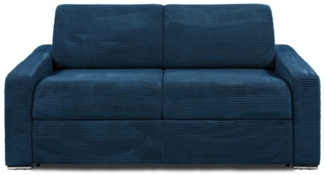 Vente-unique - Schlafsofa mit Matratze 3-Sitzer - Liegefläche 140 cm - Matratze 18 cm - Cord - Blau - CALITO